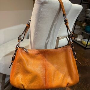 Heshe Vibrant Orange Slouchy Leather Shoulder Bag